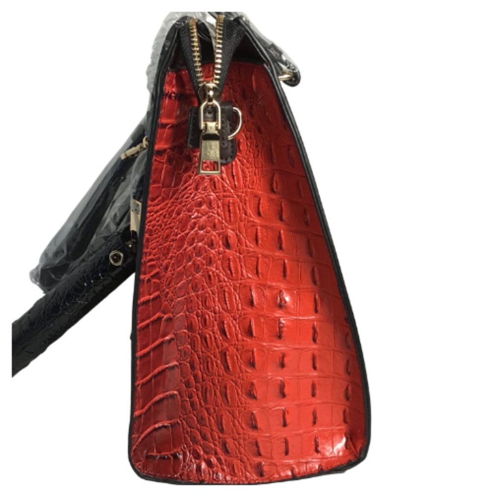 2-IN-1 Multicolor Alligator Crocodile Large Satchel Set With Wallet - Picture 3 of 12